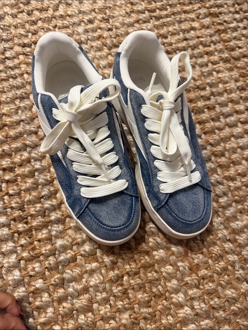 Zara Blue Denim and White Accent Sneakers